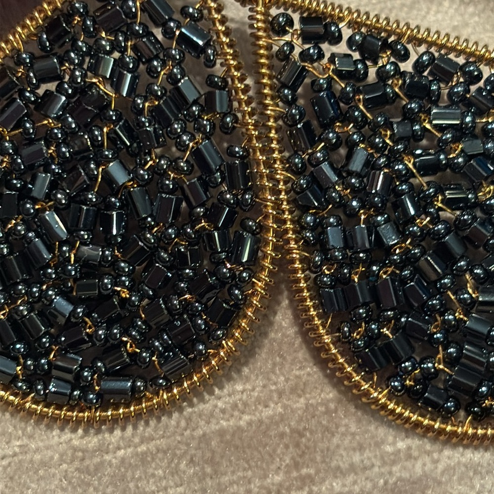 Elegant Black and Gold Beaded Earrings